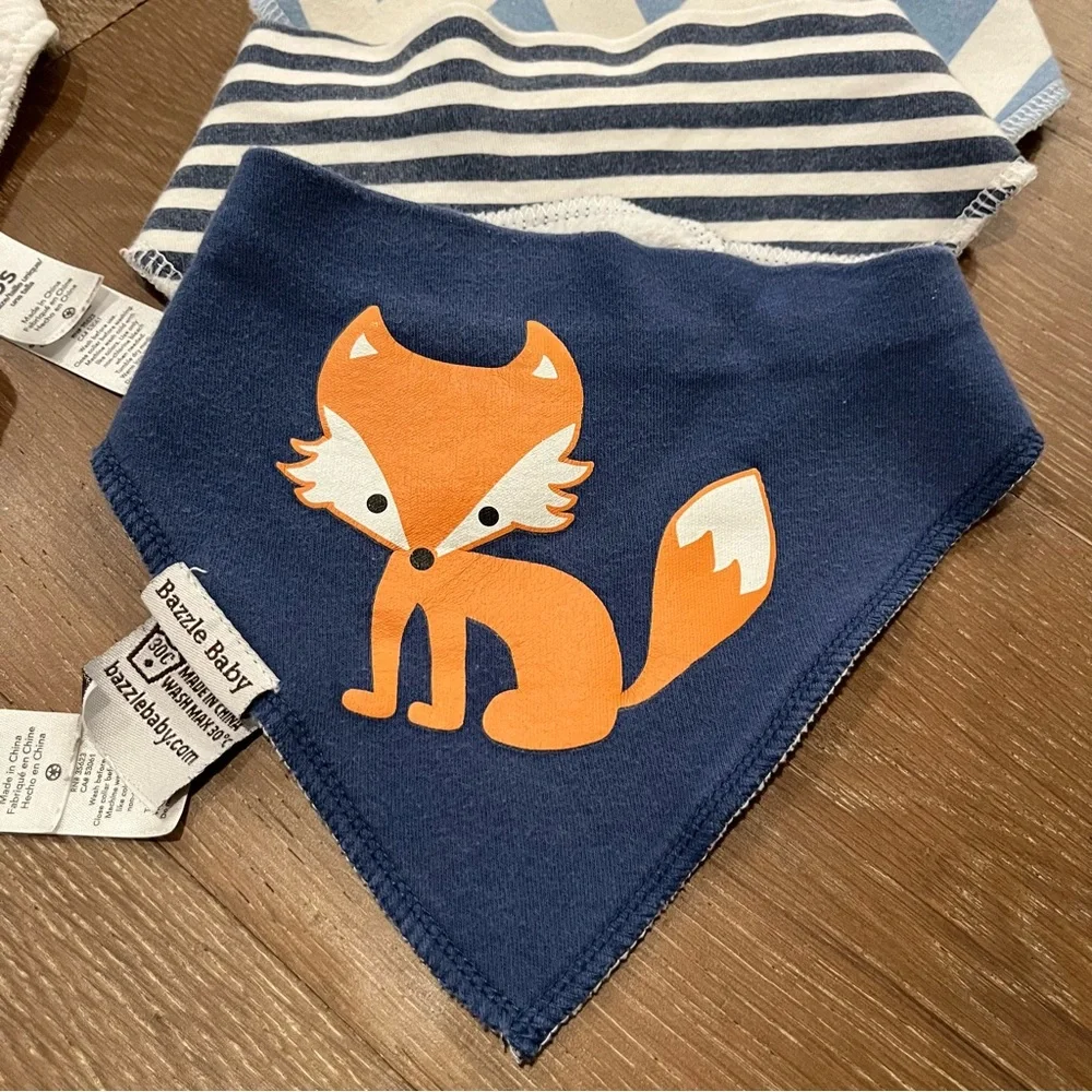 Baby Bandana Bib Set of 7 Gray Blue White